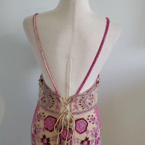 Jovani nude/pink Embellished Gown with Slit Size 14 runs small never worn NWOT - Picture 7 of 13